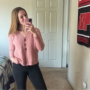 Madewell Pink Button-up Sweater